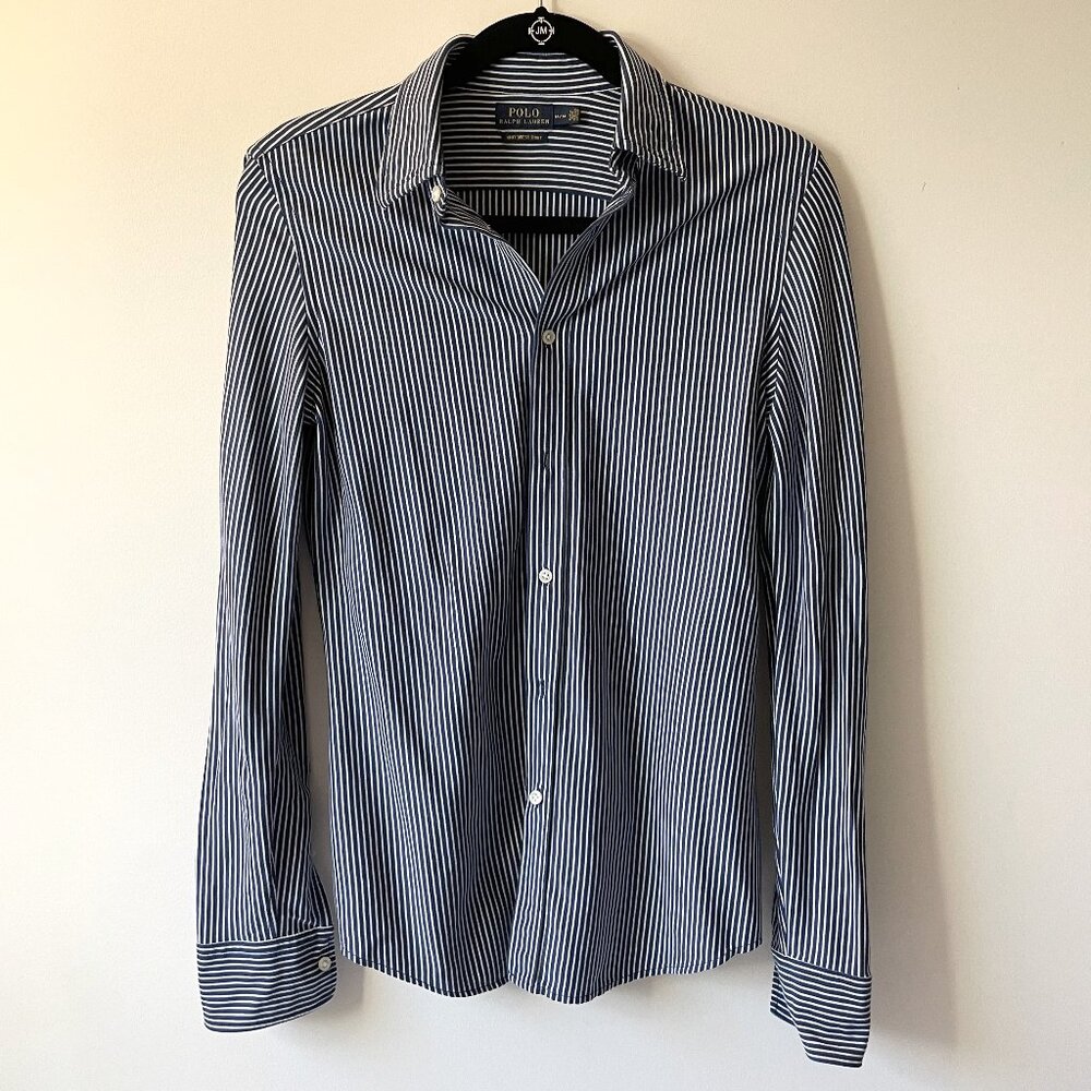 Polo Ralph Lauren, Striped Button Down Shirt, Color, blue striped, Size: M